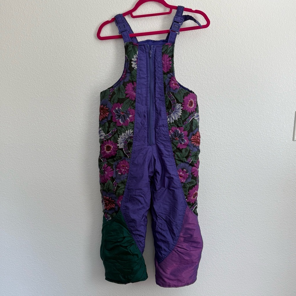 Vintage Floral Nylon Snowsuit GIRLS Small 7/8